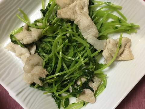 豆苗のあっさり炒め　豚肉入り